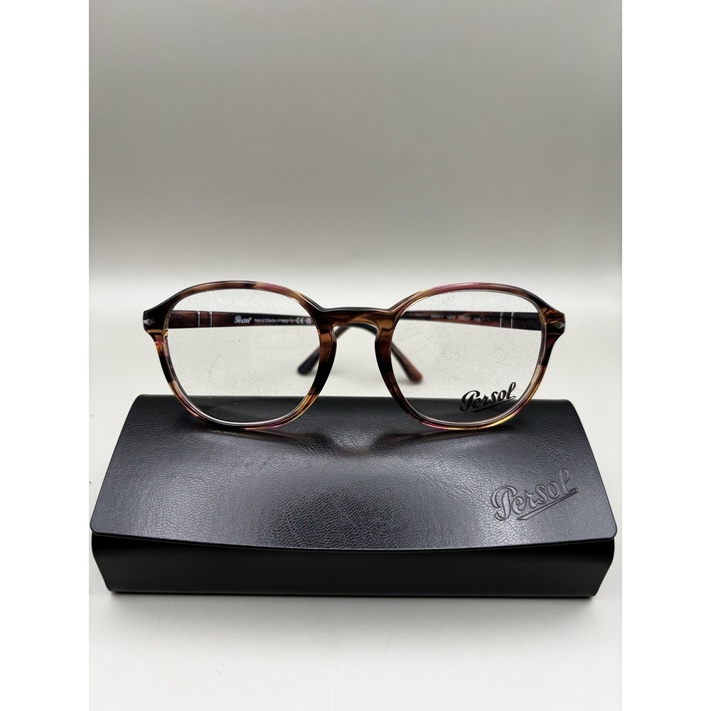 Persol PO3343V Eyeglasses Frame Striped Bordeaux Clear Demo Lens 53mm Italy NIB